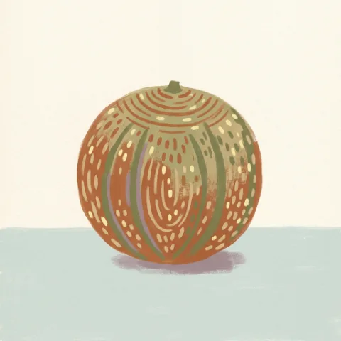 Gouache av en cantaloupemelon